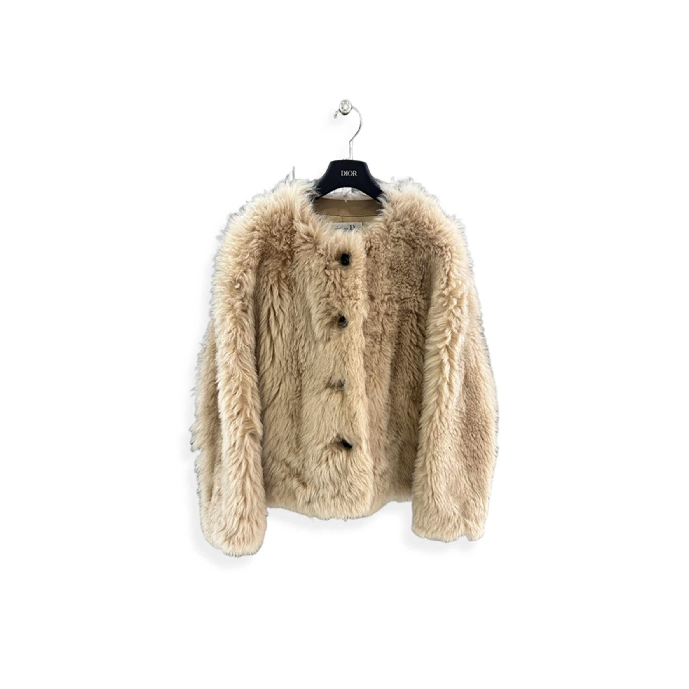 MAX MARA COLLARLESS SHEARLING JACKET 